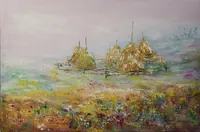 Meadow Landscape — original impressionist oil painting by Volodymyr Myriyevskyy, 40 × 60 cm (16″ × 24″) — photo 1