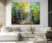 Forest with birch trees — original impressionist oil painting by Volodymyr Myriyevskyy, 60 × 50 cm (24″ × 20″) — photo 2