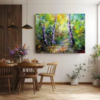 Forest with birch trees — original impressionist oil painting by Volodymyr Myriyevskyy, 60 × 50 cm (24″ × 20″) — photo 3