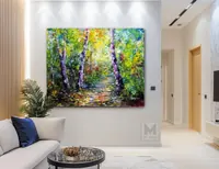 Forest with birch trees — original impressionist oil painting by Volodymyr Myriyevskyy, 60 × 50 cm (24″ × 20″) — photo 4