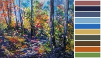 Purple Forest — original impressionist oil painting by Volodymyr Myriyevskyy, 50 × 40 cm (20″ × 16″) — photo 3