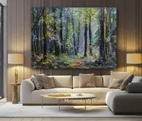 Deep forest — original impressionist oil painting by Volodymyr Myriyevskyy, 70 × 50 cm (28″ × 20″) — photo 4