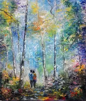 Romantic Stroll Among the Birches — original oil painting by Volodymyr Myriyevskyy