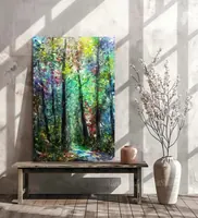 Emerald Forest Trail, Deep Green — original impressionist oil painting by Volodymyr Myriyevskyy, 40 × 60 cm (16″ × 24″) — photo 3