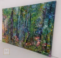 Forest Serenity — original impressionist oil painting by Volodymyr Myriyevskyy, 70 × 50 cm (28″ × 20″) — photo 4
