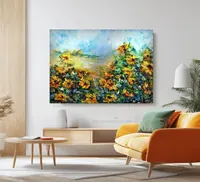 Sunflowers in the wind — original impressionist oil painting by Volodymyr Myriyevskyy, 70 × 50 cm (28″ × 20″) — photo 5