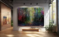 Mystical Forest Path in Sunlight — original impressionist oil painting by Volodymyr Myriyevskyy, 70 × 50 cm (28″ × 20″) — photo 2