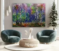 Magical Birch Forest — original impressionist oil painting by Volodymyr Myriyevskyy, 70 × 50 cm (28″ × 20″) — photo 4