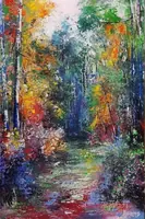 Path in the Woods, Autumn Birches — original oil painting by Volodymyr Myriyevskyy