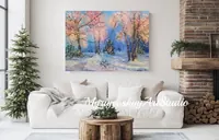 Frosty morning — original impressionist oil painting by Volodymyr Myriyevskyy, 70 × 50 cm (28″ × 20″) — photo 4