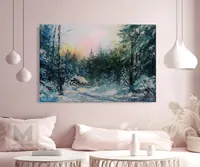 Winter Evening in the Forest — original impressionist oil painting by Volodymyr Myriyevskyy, 60 × 40 cm (24″ × 16″) — photo 2