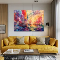 Crimson sails — original impressionist oil painting by Volodymyr Myriyevskyy, 70 × 50 cm (28″ × 20″) — photo 6
