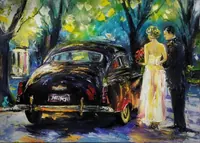 Classic Elegance — original impressionist oil painting by Volodymyr Myriyevskyy, 70 × 50 cm (28″ × 20″) — photo 1