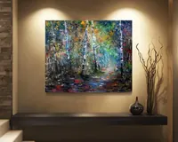 Birch Grove — original impressionist oil painting by Volodymyr Myriyevskyy, 60 × 50 cm (24″ × 20″) — photo 3